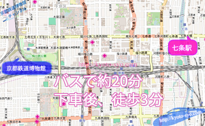 七条駅から京都鉄道博物館の地図